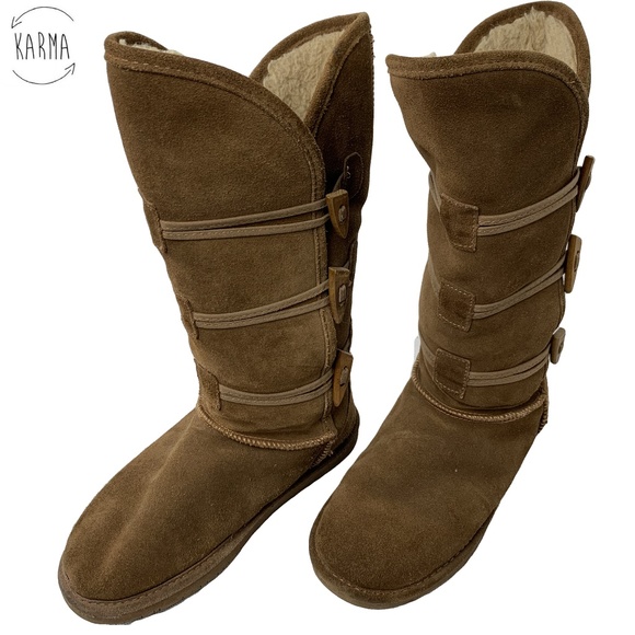 BearPaw Shoes - BearPaw Suede Leather Faux Fur Knee High Boots
